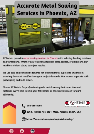 Accurate Metal Sawing Services in Phoenix, AZ