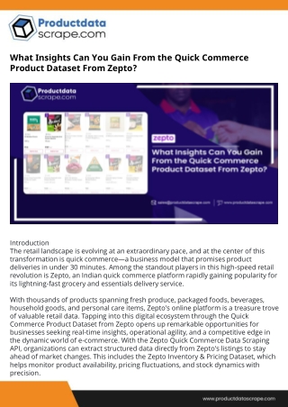 What Insights Can You Gain From the Quick Commerce Product Dataset From Zepto