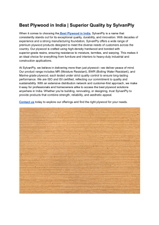 Best Plywood in Kolkata _ SylvanPly – Trusted Quality & Durability (1)