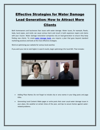 Effective Strategies for Water Damage Lead Generation How to Attract More Clients