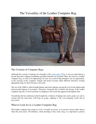 The Versatility of the Leather Computer Bag
