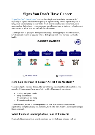 Signs You Don’t Have Cancer