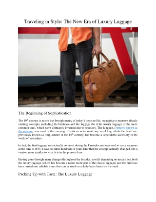 Traveling in Style: The New Era of Luxury Luggage