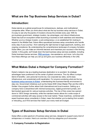 What are the Top Business Setup Services in Dubai