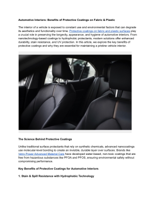 Automotive Interiors_ Benefits of Protective Coatings on Fabric & Plastic