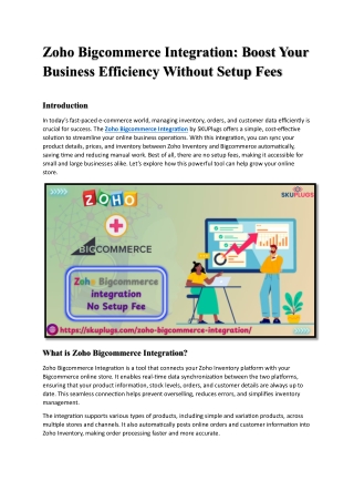 Zoho Bigcommerce Integration