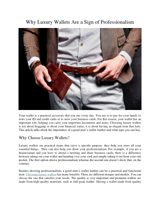 Why Luxury Wallets Are a Sign of Professionalism