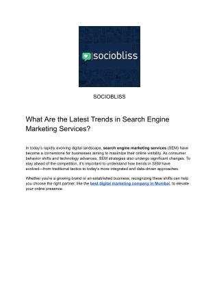 Latest Trends in Search Engine Marketing Services: What Businesses in Mumbai Nee