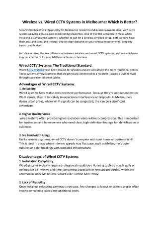 wireless vs wired cctv systems in melbourne which