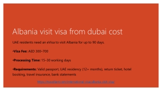 Albania visit visa from dubai cost