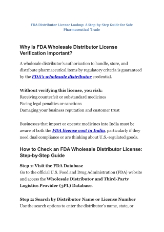 FDA Distributor License Lookup A Step-by-Step Guide for Safe Pharmaceutical Trade