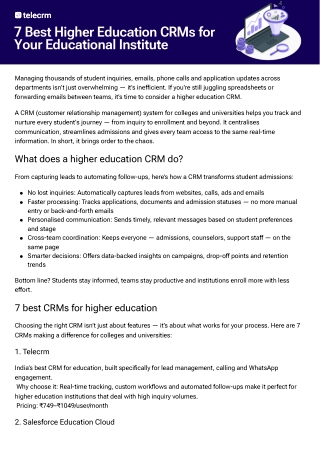 Best Higher Education CRM