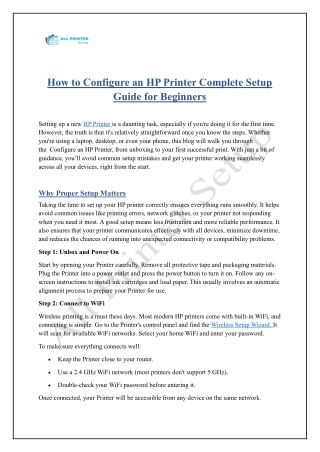 How to Configure an HP Printer Complete Setup Guide for Beginners