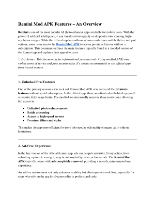 remini mod apk features an overview
