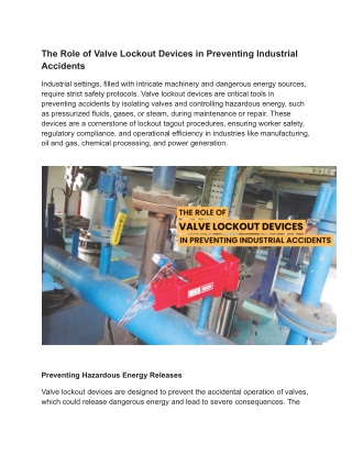 The Role of Valve Lockout Devices in Preventing Industrial Accidents
