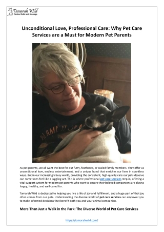 Unconditional Love, Professional Care: Why Pet Care Services are a Must for Mode