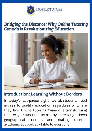 Bridging the Distance Why Online Tutoring Canada is Revolutionizing Education