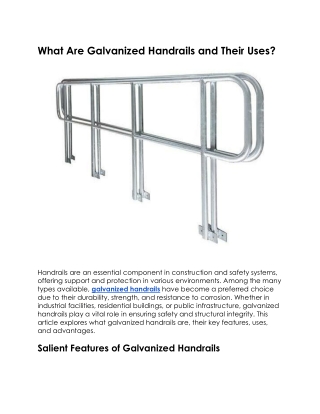 what are galvanized handrails and their uses