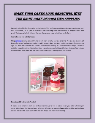 Make Your Cakes Look Beautiful with the Right Cake Decorating Supplies