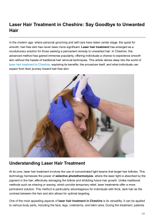 Laser Hair Treatment in Cheshire Say Goodbye to Unwanted Hair