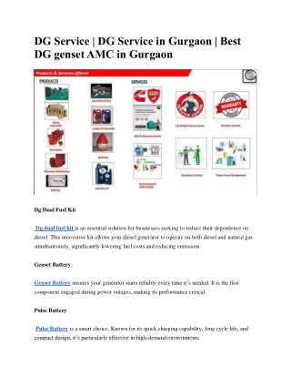 DG Service | DG Service in Gurgaon | Best DG genset AMC in Gurgaon