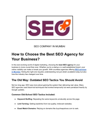 How to Choose the Best SEO Agency for Your Business in 2025