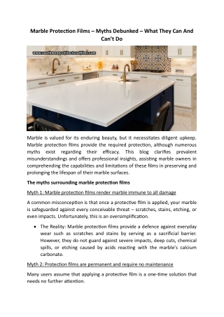 Marble Protection Films – Myths Debunked – What They Can And Can’t Do