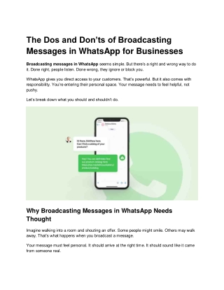 Learn the essential dos and don’ts of broadcasting messages in WhatsApp