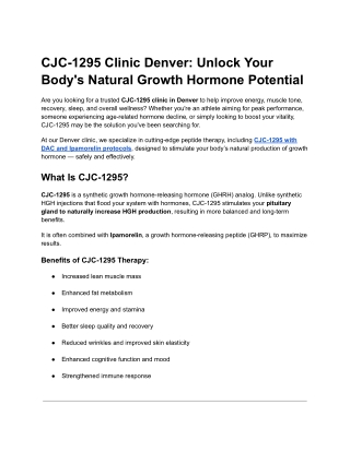 CJC-1295 Clinic Denver Unlock Your Body's Natural Growth Hormone Potential