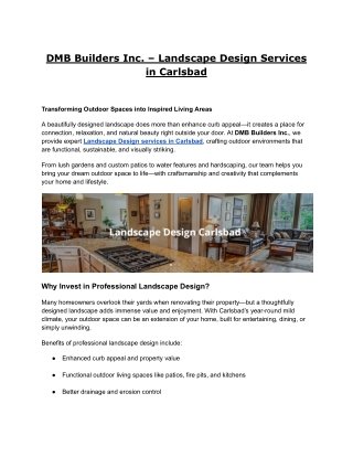DMB Builders Inc. – Landscape Design Services in Carlsbad