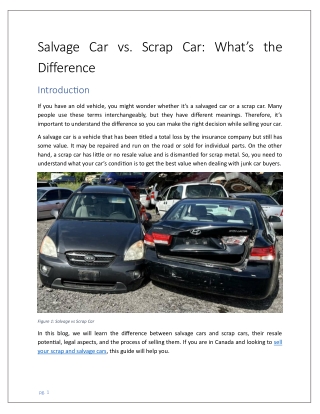 Scrap vs Salvage Car - Difference