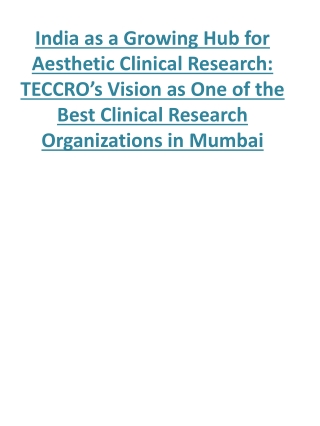 Best Clinical Research Organizations in Mumbai