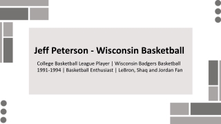 Jeff Petersen - Wisconsin - A Competitive Planner