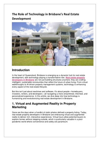 The Role of Technology in Brisbane’s Real Estate Development