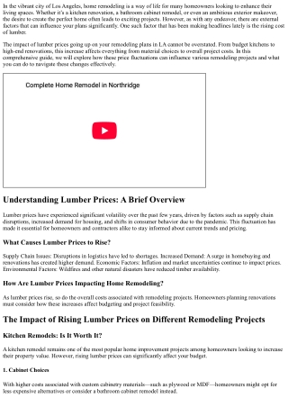 The Impact of Lumber Prices Going Up on Your Remodeling Plans in LA