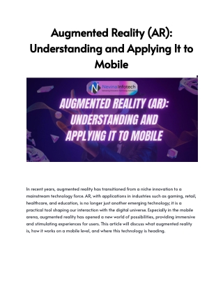 Augmented Reality (AR)_ Understanding and Applying It to Mobile
