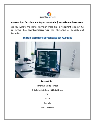 Android App Development Agency Australia  Inventivemedia.com.au