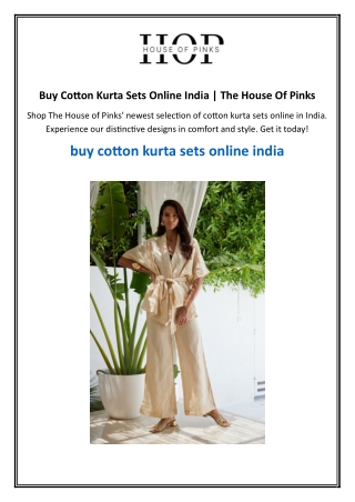 Buy Cotton Kurta Sets Online India