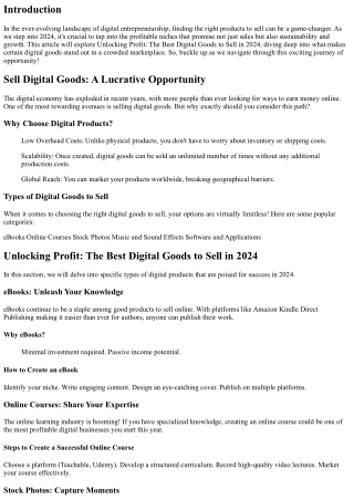 Unlocking Profit: The Best Digital Goods to Sell in 2024