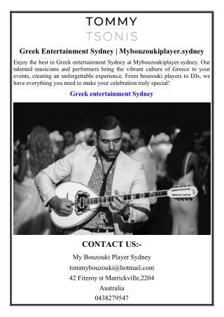 Greek Entertainment Sydney | Mybouzoukiplayer.sydney