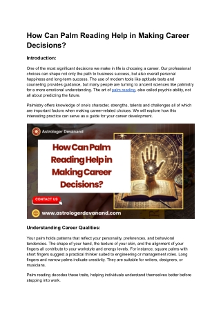 How Can Palm Reading Help in Making Career Decisions