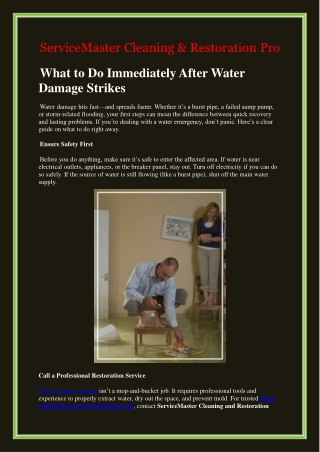 What to Do Immediately After Water Damage Strikes