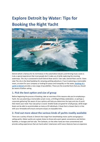 Explore Detroit by Water Tips for Booking the Right Yacht