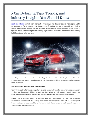 5 Car Detailing Tips, Trends, and Industry Insights You Should Know