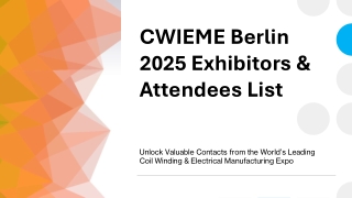 CWIEME Berlin 2025 Exhibitors List | Verified Contacts & Company Info