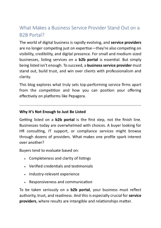 What Makes a Business Service Provider Stand Out on a B2B Portal