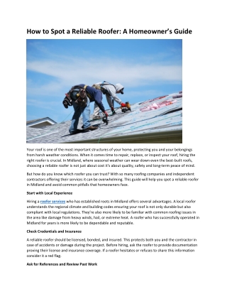 How to Spot a Reliable Roofer A Homeowner’s Guide