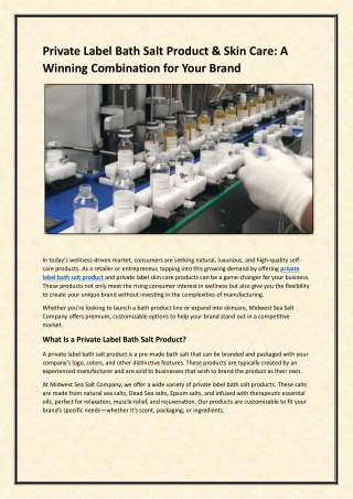 Private Label Bath Salt Product & Skin Care: A Winning Combination for Your Bran