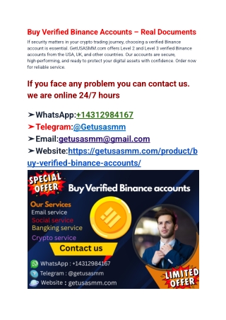 Buy Verified Binance Accounts – Real Documents
