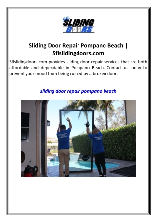Sliding Door Repair Pompano Beach  Sflslidingdoors.com